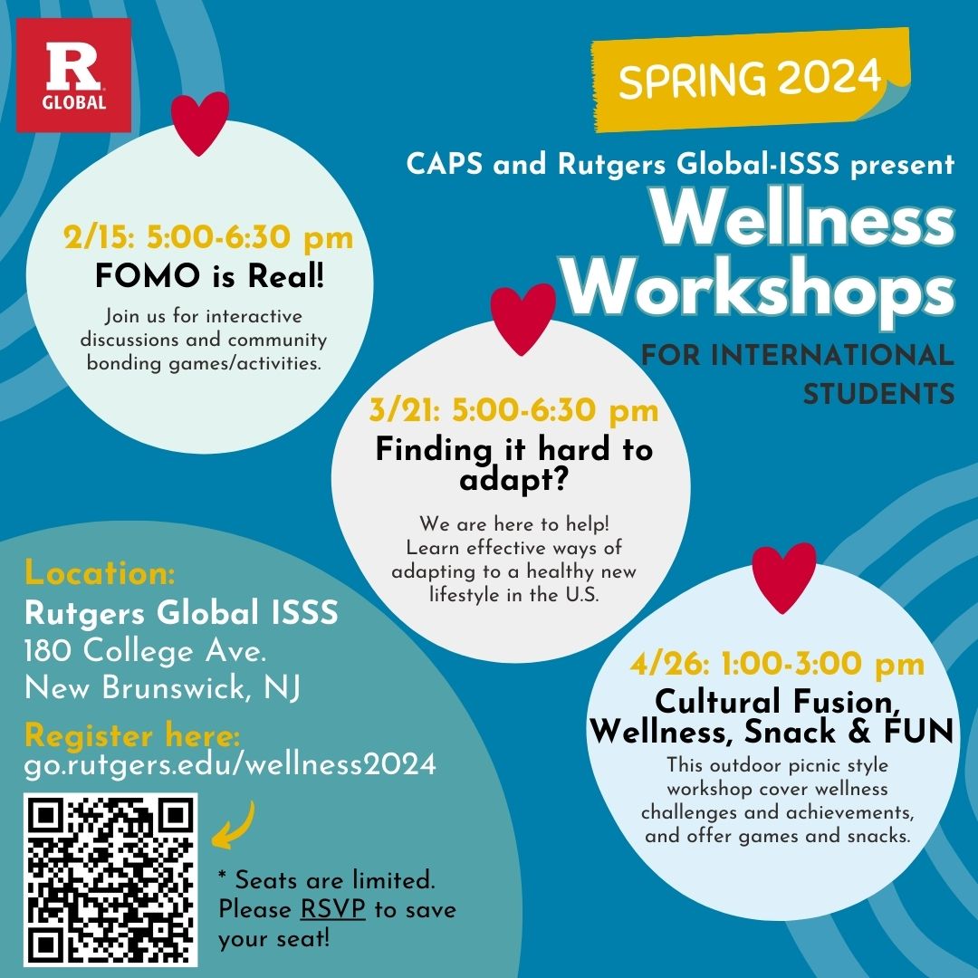 Spring 2024 Wellness Events for International Students (February) Rutgers